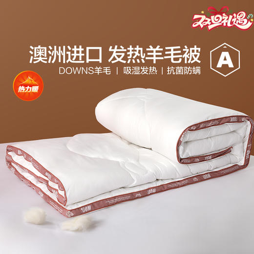 水星家纺 热力暖·吸湿发热澳洲羊毛四季被 商品图0