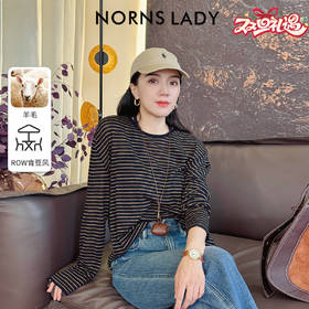 NORNS LADY诺恩 【复古英伦miu】撞色条纹T圆领打底针织长袖上衣 T25SK29485-12.1