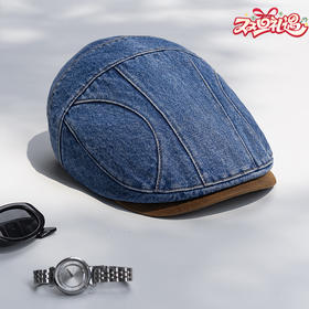 疯帽子 水洗牛仔前进帽 日系复古鸭舌帽 休闲百搭雅痞报童帽BY333