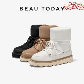 BeauToday 厚底皮毛一体雪地靴 保暖冬季短靴08073