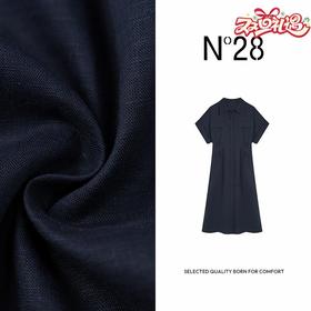 N°28 2025夏新款气质时尚女士休闲连衣裙翻领短袖中长裙遮肉显瘦裙子885252L599