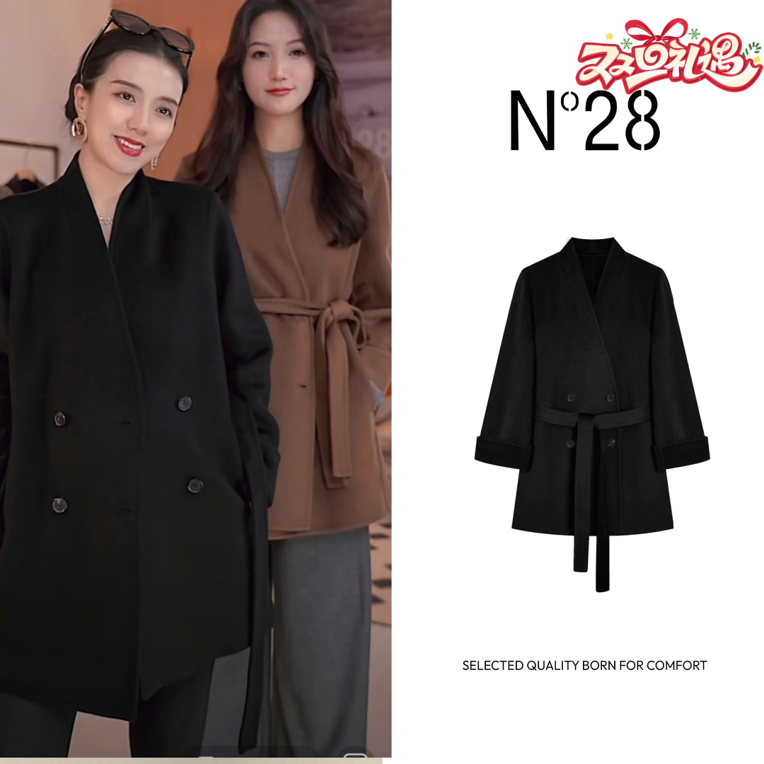 【破价】N°28 秋冬款气质时尚毛呢大衣收腰显瘦外套8A52D600 
