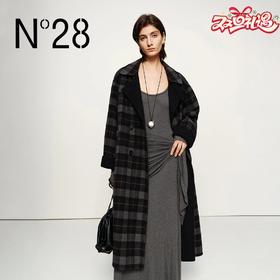 N°28 2025冬季新款设计师女装长款极简风格子毛呢外套8855A1D591 