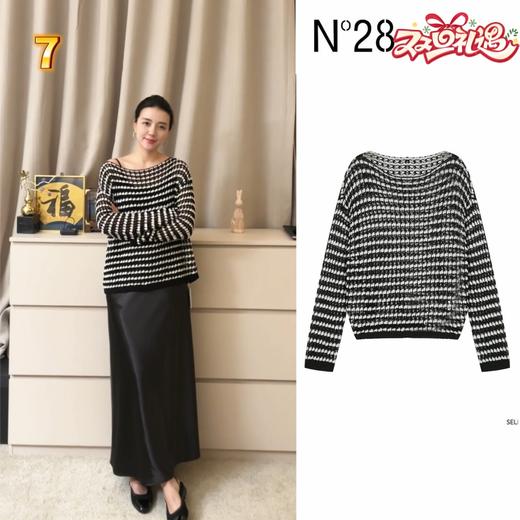 【破价】2025春秋款条纹镂空套衫女装宽松长袖针织衫8951C1M053 商品图0