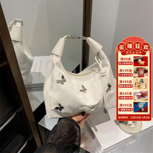 敦煌【蝴蝶手拎新中式斜挎包】新中式复古双背单肩手提包通勤休闲简约百搭托特包 商品图0