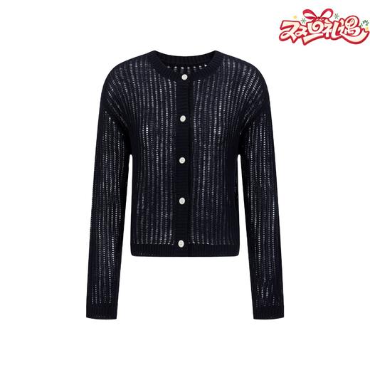 2025 秋季新款女镂空毛针织衫格雷系钉珠针织衫毛衣895381M255 商品图0