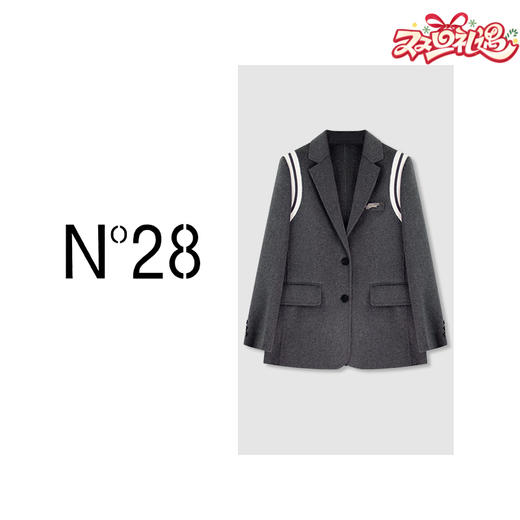 【破价】N°28 秋冬款设计师气质大衣 短款拼色外套8351D512 商品图0