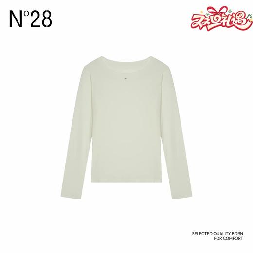 N°28 2025秋季新款圆领长袖修身T恤时尚老钱风上衣 895371T032 商品图0
