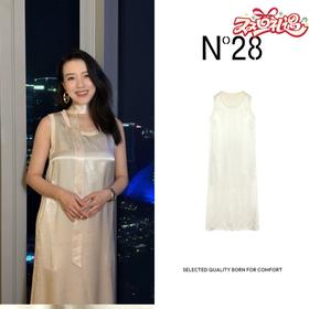 N°28 2025新款醋纤连衣裙 气质时尚无袖显瘦长款纯色圆领裙885241L205