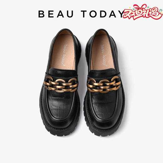 BeauToday真皮厚底乐福鞋英伦风小皮鞋项链鞋单鞋女鞋27748 商品图0