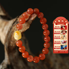 【敦煌如愿·天然南红玛瑙蜜蜡手串】南红手链樱桃红手链  蜜蜡随形珠手串小清新时尚