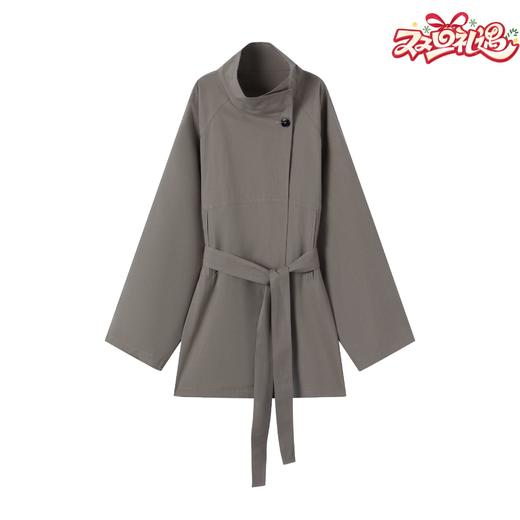 【破价】2025 秋季新款设计师时尚系带立领外套风衣885382F633 商品图0