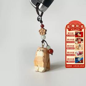 【敦煌招财猫木质挂件】招财可爱猫咪木质钥匙扣包包挂件