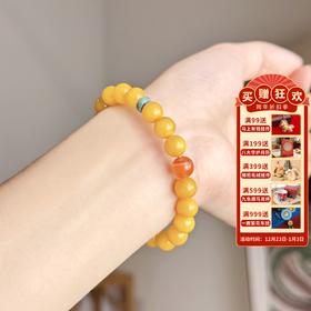 敦煌【蕴泽·蜜蜡南红手串】敦煌福泽轻奢蜜蜡佛珠手串女南红单圈手链复古中国风设计款