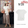 N°28 夏季新款法式高级感棉短袖T恤 宽松慵懒风宽领纯色上衣895251T522 商品缩略图0