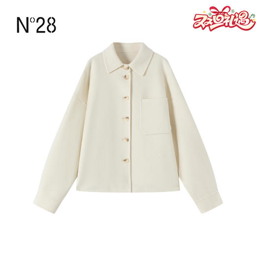 N°28 2025秋冬新款复古双排扣羊毛开衫女宽松通勤风显瘦韩版衬衫外套885591D737  商品图0