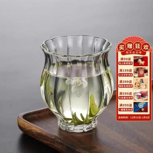 【敦煌莲花玻璃小茶杯】主人杯单杯品茗新中式耐热花朵小茶杯 商品图0