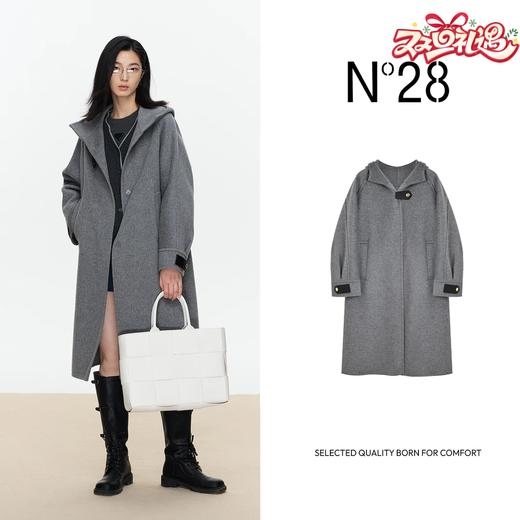 【破价】N°28 秋冬休闲百搭毛呢外套气质时尚小个子中长款双面呢大衣8A52D615 商品图0