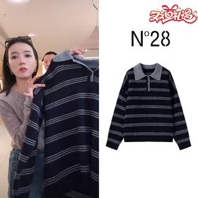 N°28 长袖慵懒风秋季街头针织毛针织衫宽松翻领日系时尚895392M022