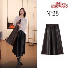 【破价】N°28 2025秋季新款琥珀流光显瘦A字裙优雅半身皮裙895381Q051 