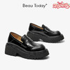 Beau Today 厚底乐福鞋女粗跟英伦风小皮鞋真皮黑色26534 商品缩略图0
