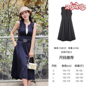 【破价】N°28小个子版【郁金香裙】收腰无袖V领连衣裙9A21L007