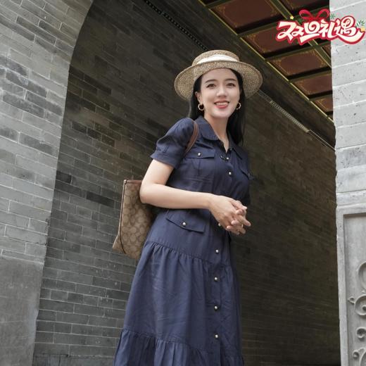 【破价】N°28 夏季法式设计感工装衬衫领连衣裙女中长款束腰显瘦垂感裙子单排扣长裙885252L590/885252L591 商品图0