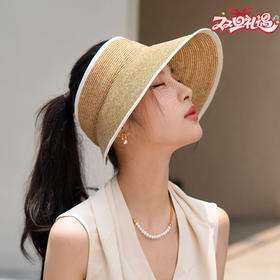 疯帽子 夏天新款可折叠遮阳空顶帽 逛街出游草帽子女 逛街太阳帽CY037