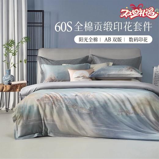 水星家纺旗下百丽丝家纺 全棉柔软舒适套件云隐山岚四件套床品 商品图0