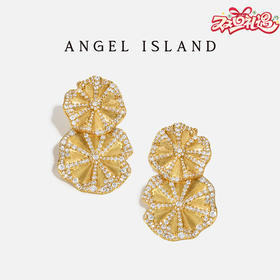 ANGEL ISLAND「雨荷」荷叶拉丝锆石耳钉