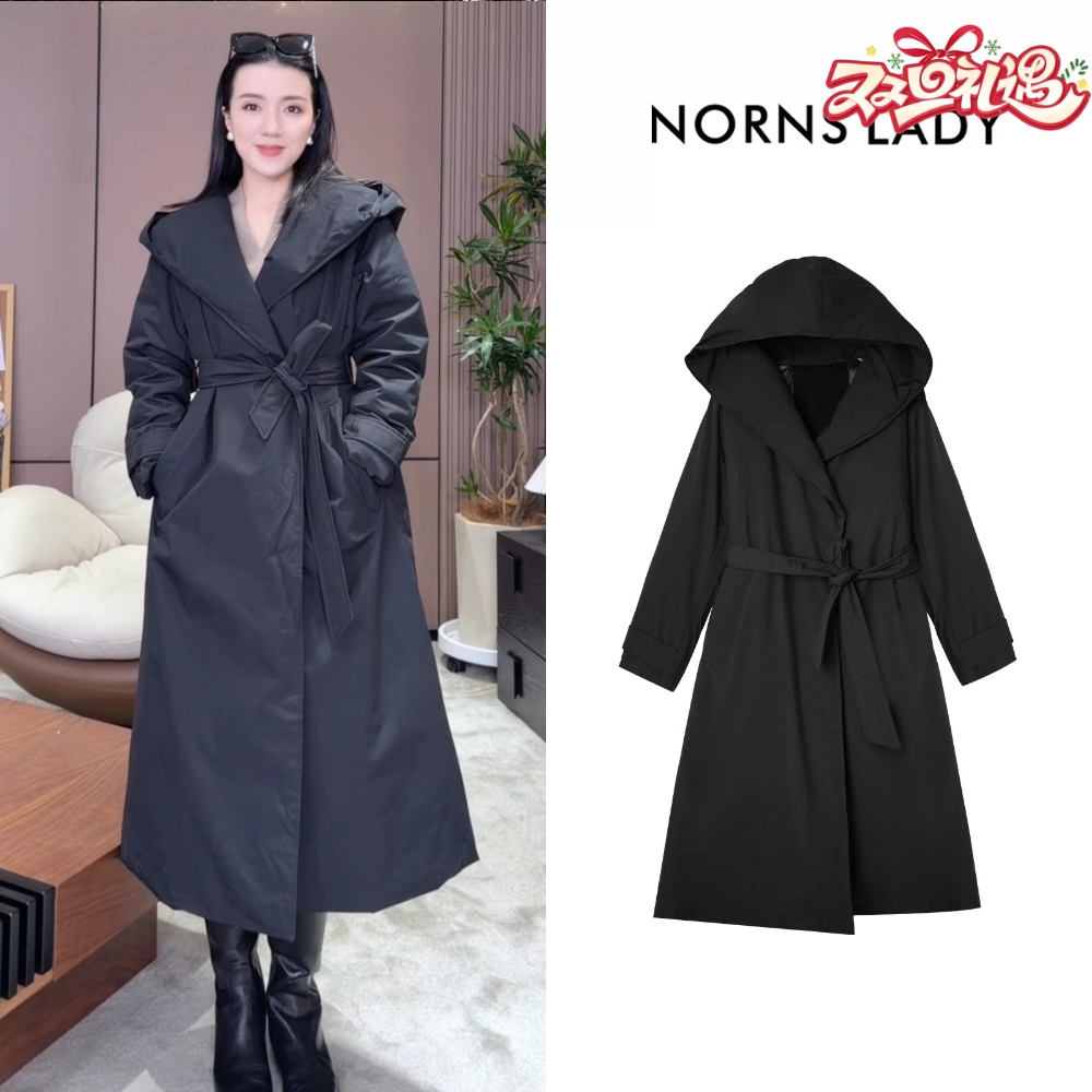 NORNS LADY诺恩 冬季新款女式连帽收腰长款休闲外套 H25WS04962 