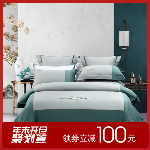 多喜爱山海经 60S新绒棉刺绣四件套 山川意境 cs 商品图0