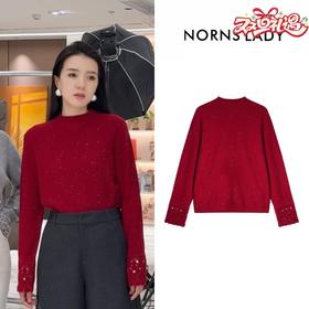 NORNS LADY诺恩 秋冬新款羊毛圆领针织衫蕾丝袖打底衫 T25SK73952