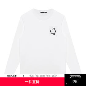 GXG男装【100%棉】秋季笑脸印花男士圆领长袖t恤K&C