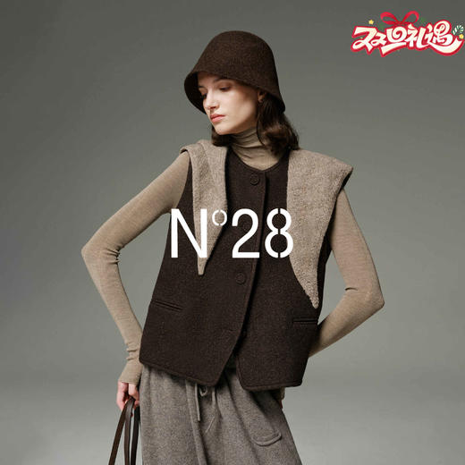 N°28 山羊绒马甲女秋冬季短款叠穿毛呢背心外套8855A1B552  商品图0