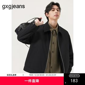 gxg.jeans男装 黑色基础宽松行政夹克翻领夹克外套男 25年夏热卖