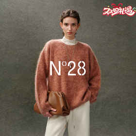 N°28 100%绵羊毛圆领套头毛衣女 2025新款秋季慵懒风针织衫上衣895392M021