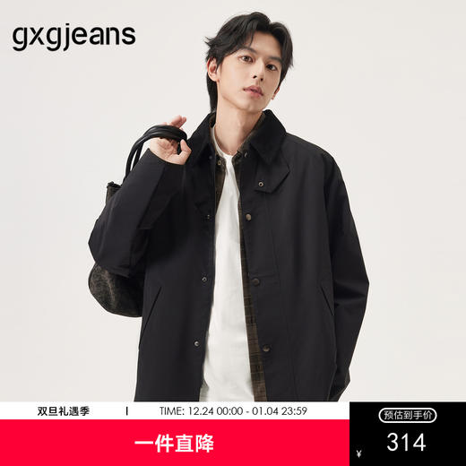 gxg.jeans男装 黑色拼接灯芯绒领工装宽松夹克外套男士 25秋热卖 商品图0