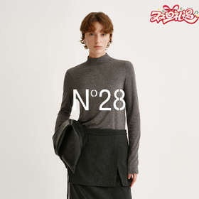 N°28 秋冬莱赛尔羊毛半高领长袖T恤女休闲简约打底衫纯色修身上衣895381T048