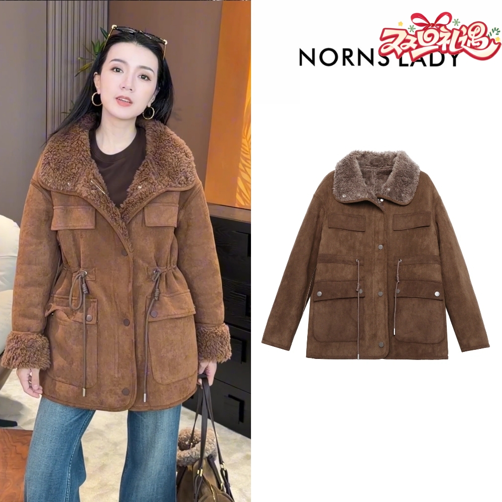 NORNS LADY诺恩 复古夹克双面穿外套加厚保暖毛领外套 H25WK92983