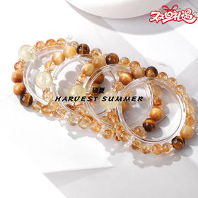 硕夏珠宝 天然黄塔晶+顶珠柠檬黄水晶贵气轻奢手链招财平安小众设计自然纹理手串 WW82