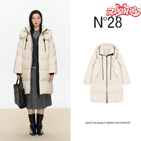 【破价】N°28【北海道】秋冬新款时尚外套保暖连帽休闲中长款鹅绒羽绒服8A51Y031