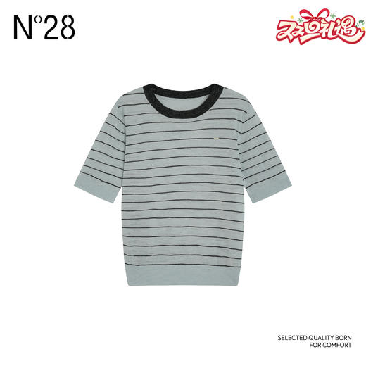 N°28 毛针织衫长袖条纹撞色时尚休闲女装毛针织衫895371M010  商品图0