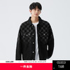 gxgjeans男装春季黑色翻领棋盘格牛仔夹克外套男情侣装J24D1E805803 商品缩略图0
