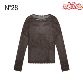N°28 2025 秋季新款圆领常规法式镂空长袖套头百搭毛针织衫895381M257 