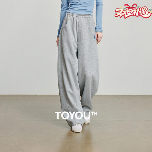 初语 2025新款休闲裤女 绿绒蒿绣花棉质香蕉裤长裤 商品图0