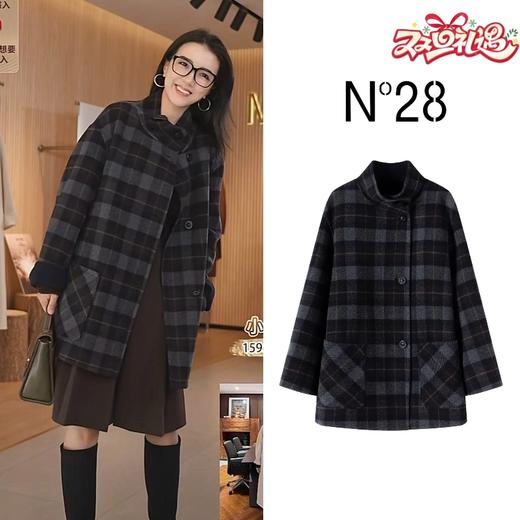 N°28 2025冬季新款设计师女装休闲百搭格纹毛呢外套8855A1D586  商品图0