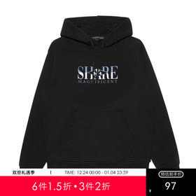 GXG男装【滑雪人】25春季时尚抽绳简约字母印花宽松男式连帽卫衣K&C