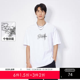 gxgjeans【100%棉】2025夏款男印花圆领T恤时尚舒适百搭男短袖K&C