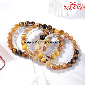 硕夏珠宝【秋日暖阳】虎眼石+黄塔晶轻奢贵气小众设计天然串珠手链 WW63